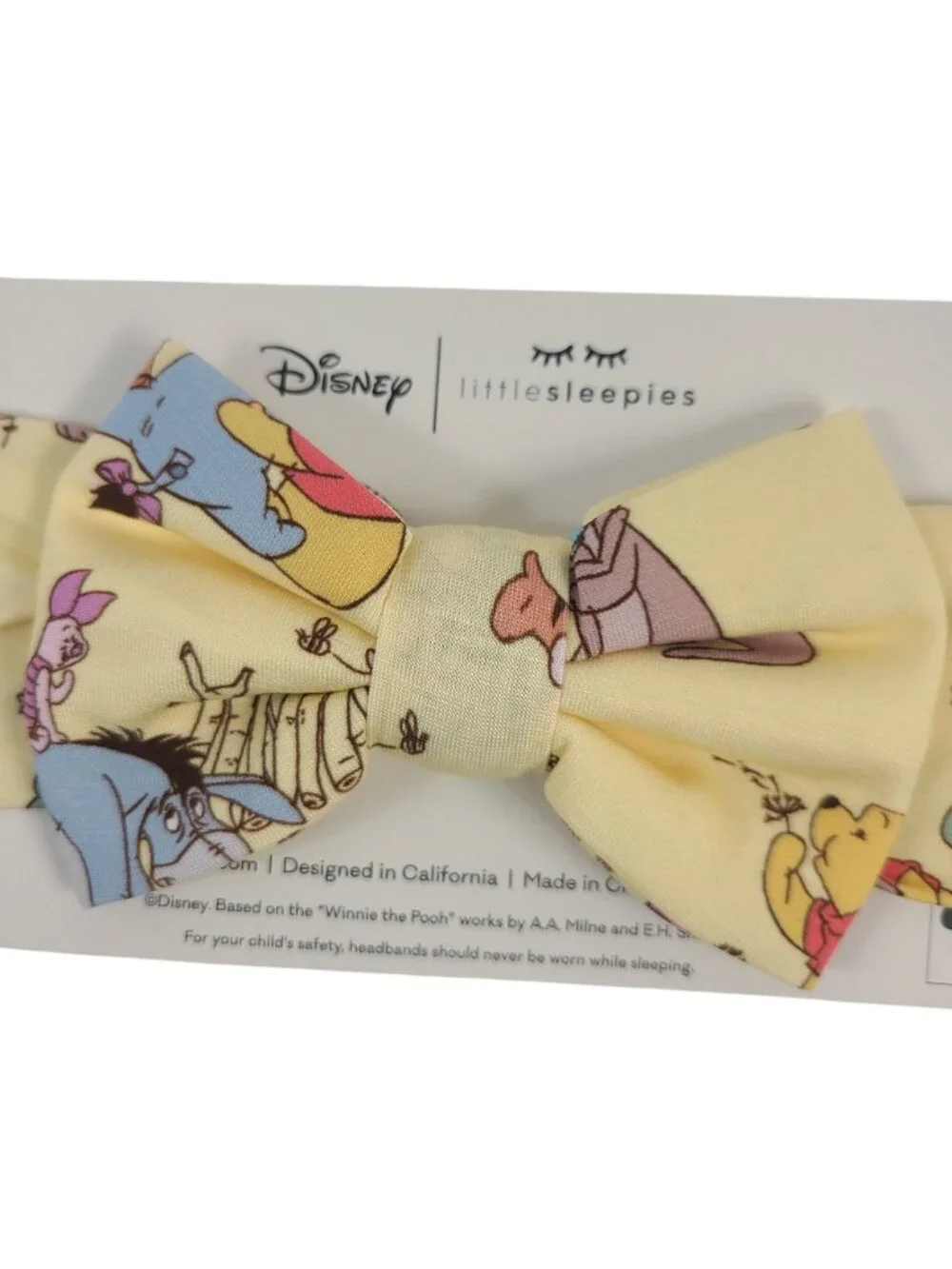 Little Sleepies Disney Winnie The Pooh Yellow Baby Headband Bow Soft